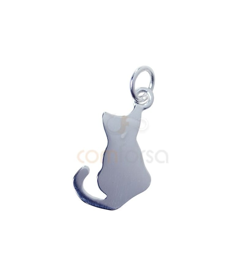 Pendentif chat 11.5 x 18 mm argent massif