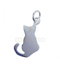 Pendentif chat 11.5 x 18 mm argent massif