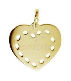 Pendentif coeur  13 x 12 mm argent 925 plaqué or