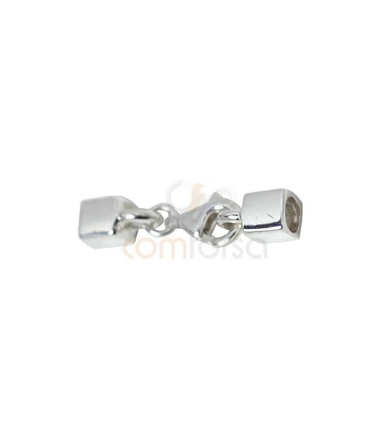 Fermoir mousqueton 5 x 5 mm embouts carrés 4 mm (int) argent 925