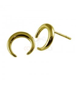 Boucles d'oreilles corne 12mm argent 925 plaqué or