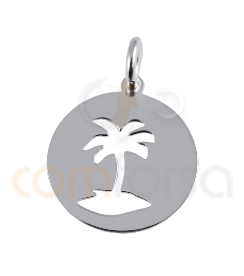 Pendentif cocotier 13 mm argent