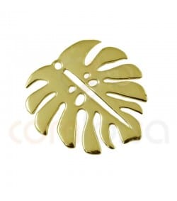 Pendentif feuille de philodendron 17 x 15 argent 925 plaqué or