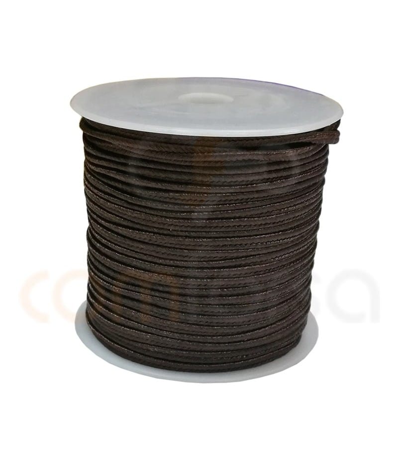 Cordon tressé plat 4mm marron