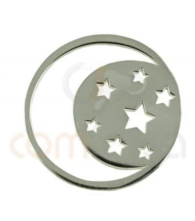 Breloque lune et étoile 20mm argent 925