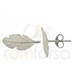 Clous d'oreilles Feuille 7 x 15 mm en Argent 925