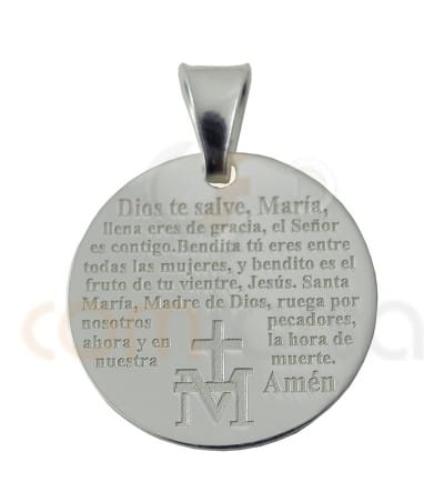 Médaille Je vous salue Marie en espagnol 20 mm argent 925