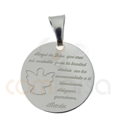 Médaille Ange de Dieu en espagnol 20 mm argent 925ml
