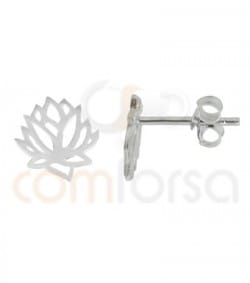 Boucle d'oreille fleur lotus 9 x 8.5 mm argent 925ml