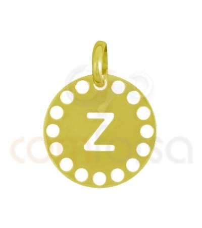 Pendentif lettre Z avec des circles ajourés 14 mm argent 925 plaqué or