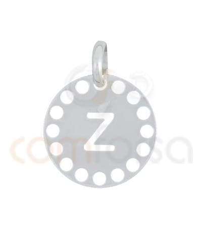 Pendentif lettre Z avec des circles ajourés 14 mm argent 925ml