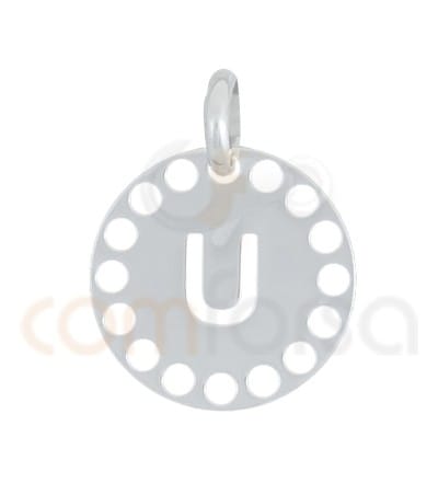 Pendentif lettre U avec des circles ajourés 14 mm argent 925ml