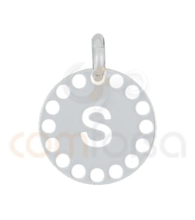 Pendentif lettre S avec des circles ajourés 14 mm argent 925ml