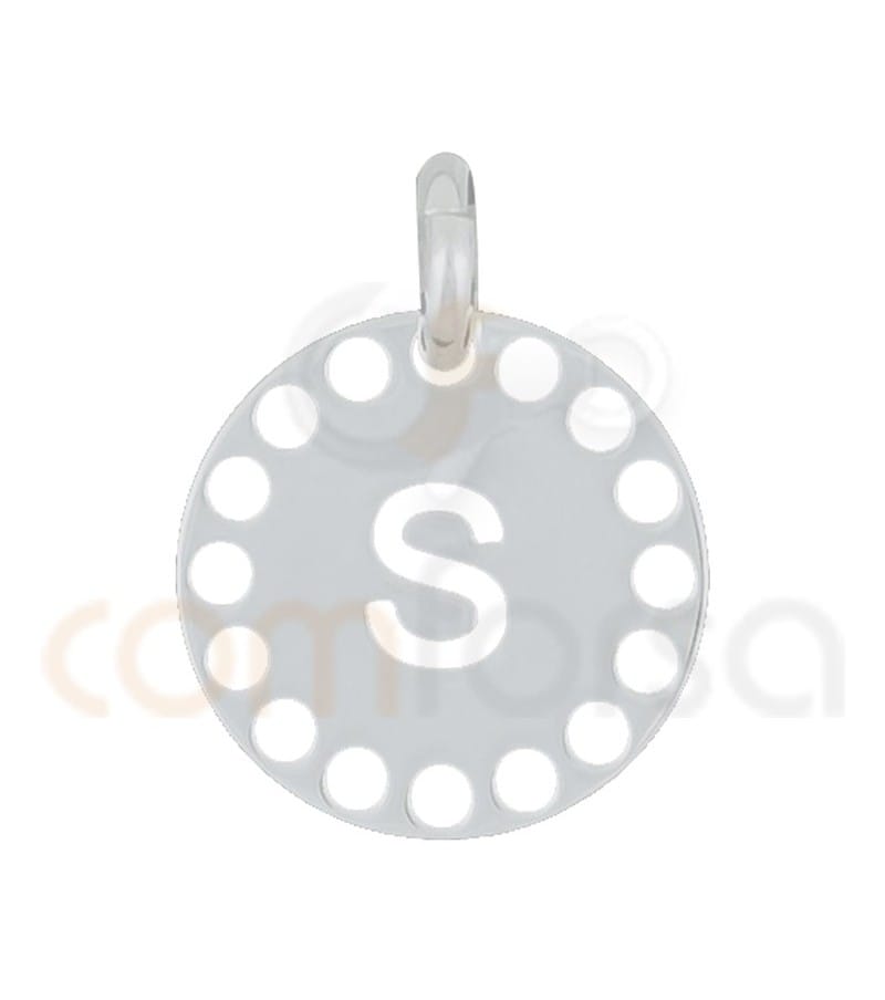 Pendentif lettre S avec des circles ajourés 14 mm argent 925ml