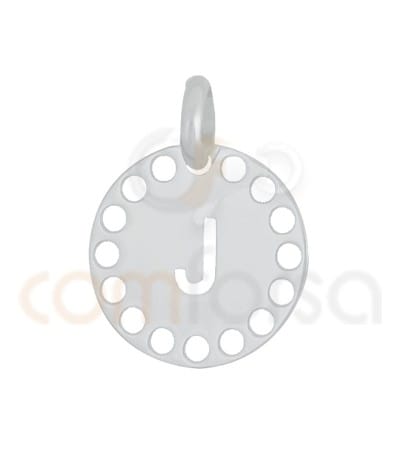 Pendentif lettre J avec des circles ajourés 14 mm argent 925ml
