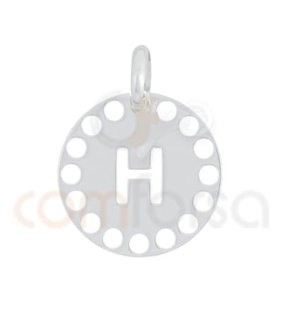 Pendentif lettre H avec des circles ajourés 14 mm argent 925ml