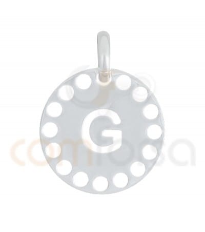 Pendentif lettre G avec des circles ajourés 14 mm argent 925ml
