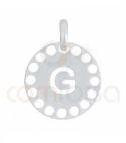 Pendentif lettre G avec des circles ajourés 14 mm argent 925ml