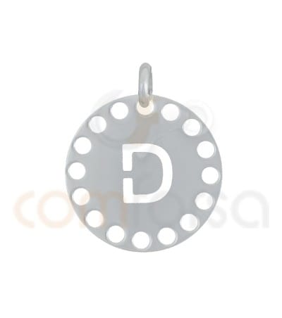Pendentif lettre D avec des circles ajourés 14 mm argent 925ml