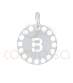 Pendentif lettre B avec des circles ajourés 14 mm argent 925ml