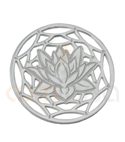 Mandala fleur lotus 13 mm argent 925ml