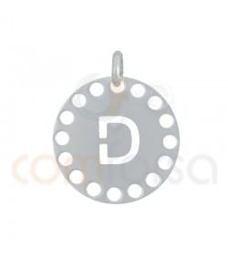 Pendentif lettre D avec des circles ajourés 14 mm argent 925 plaqué or
