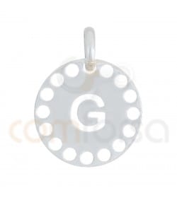 Pendentif lettre G avec des circles ajourés 14 mm argent 925 plaqué or