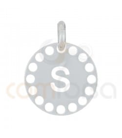 Pendentif lettre S avec des circles ajourés 14 mm argent 925 plaqué or