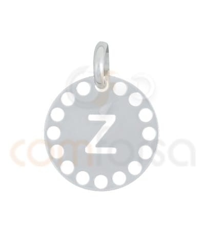 Pendentif lettre Z avec des circles ajourés 14 mm argent 925 plaqué or