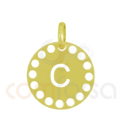 Pendentif lettre C avec des circles ajourés 14 mm argent 925ml