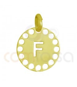 Pendentif lettre F avec des circles ajourés 14 mm argent 925ml