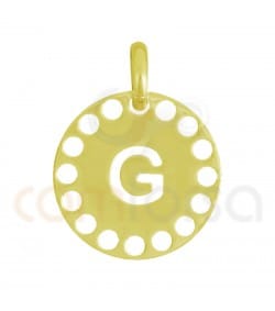 Pendentif lettre G avec des circles ajourés 14 mm argent 925ml