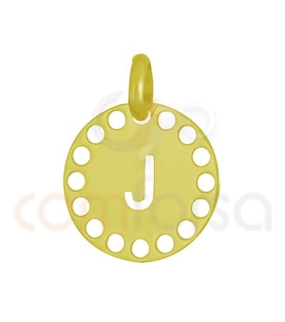 Pendentif lettre J avec des circles ajourés 14 mm argent 925ml