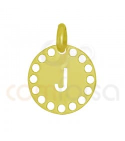 Pendentif lettre J avec des circles ajourés 14 mm argent 925ml