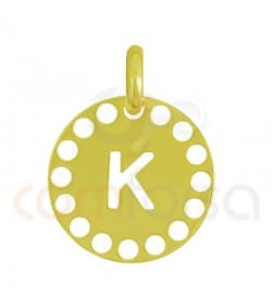 Pendentif lettre K avec des circles ajourés 14 mm argent 925ml