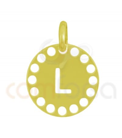 Pendentif lettre L avec des circles ajourés 14 mm argent 925ml