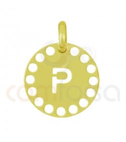 Pendentif lettre P avec des circles ajourés 14 mm argent 925ml