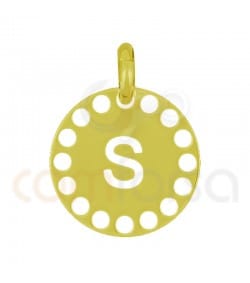 Pendentif lettre S avec des circles ajourés 14 mm argent 925ml