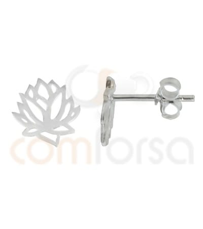 Boucle d'oreille fleur lotus 9 x 8.5 mm argent 925 plaqué or