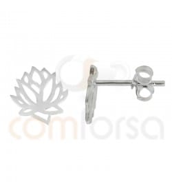 Boucle d'oreille fleur lotus 9 x 8.5 mm argent 925 plaqué or