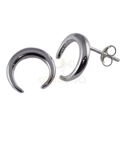 Boucles d'oreilles corne 12mm argent 925 plaqué or