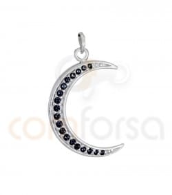 Pendentif lune avec zircones14 x 21 mm argent 925 plaqué or