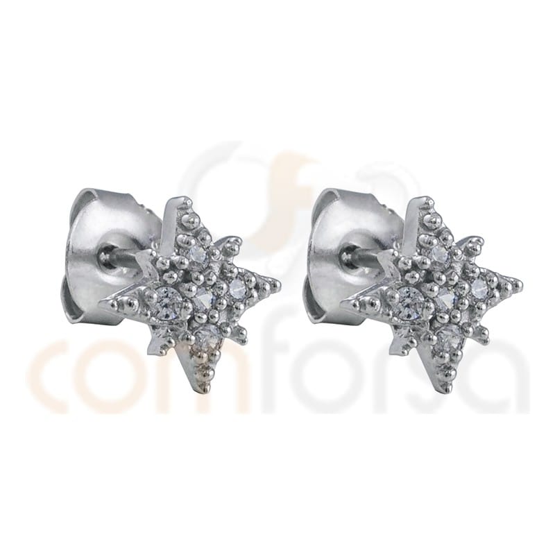 Boucles d´oreilles étoile polaire 9mm zirconite argent 925