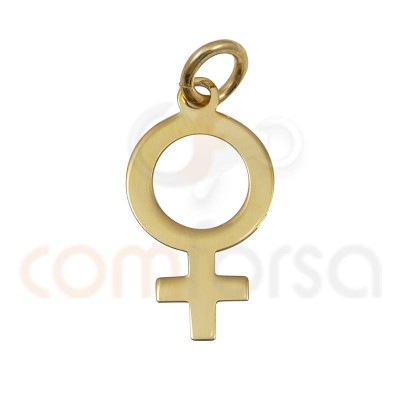 Breloque symbole femme 9x7mm argent 925 plaqué or