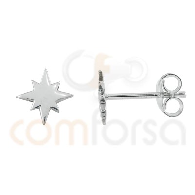 Boucles d´oreilles étoile polaire 7 mm argent plaqué or