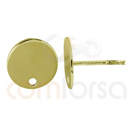 Boucles d'oreilles cercles 10 mm avec trou argent 925 plaqué or