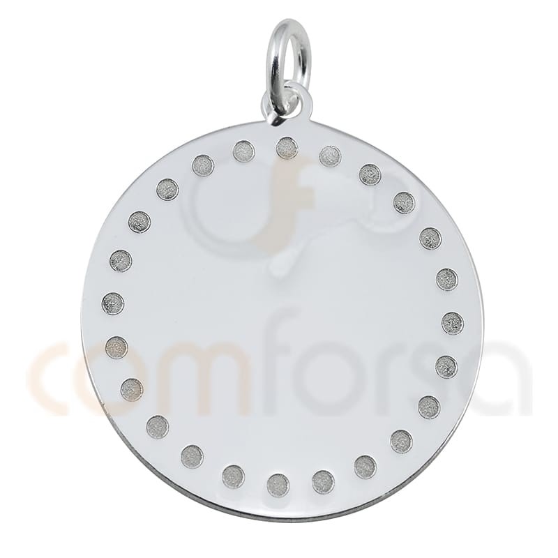 Pendentif rond avec points 20 mm en argent 925