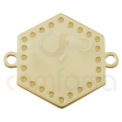 Intercalaire hexagone avec points 15 mm en argent plaqué or