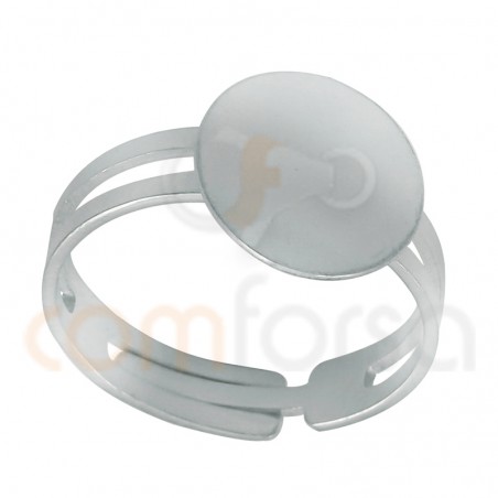 Bague ajustable rond 11.5 mm argent 925 ml