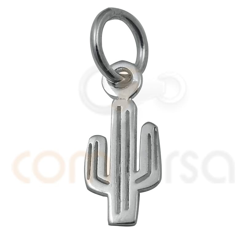 Breloque  mini cactus 5.6 x 12mm argent 925